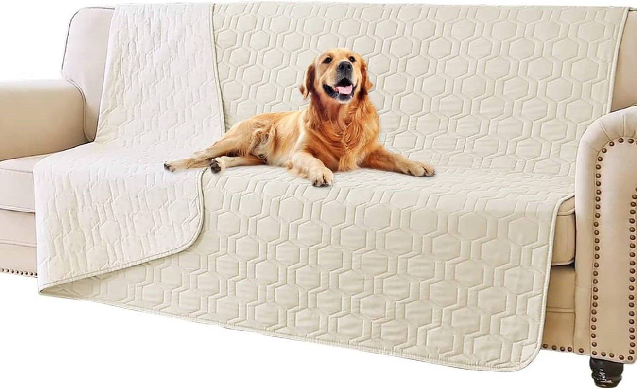 Waterproof and Non-Slip Dog Bed Cover and Pet Blanket Sofa Pet Bed Mat ，Car Incontinence Mattress Protectors Furniture Couch Cover for Most Cats Dogs,Pets<82X102-Beige>