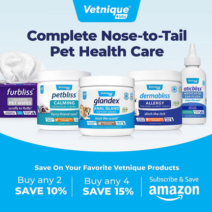 Vetnique Labs Glandex Dog Wipes for Pets Cleansing & Deodorizing Anal Gland Hygienic Wipe​S for Dogs & Cats with Vitamin E, Skin Conditioners and Aloe (600Ct)