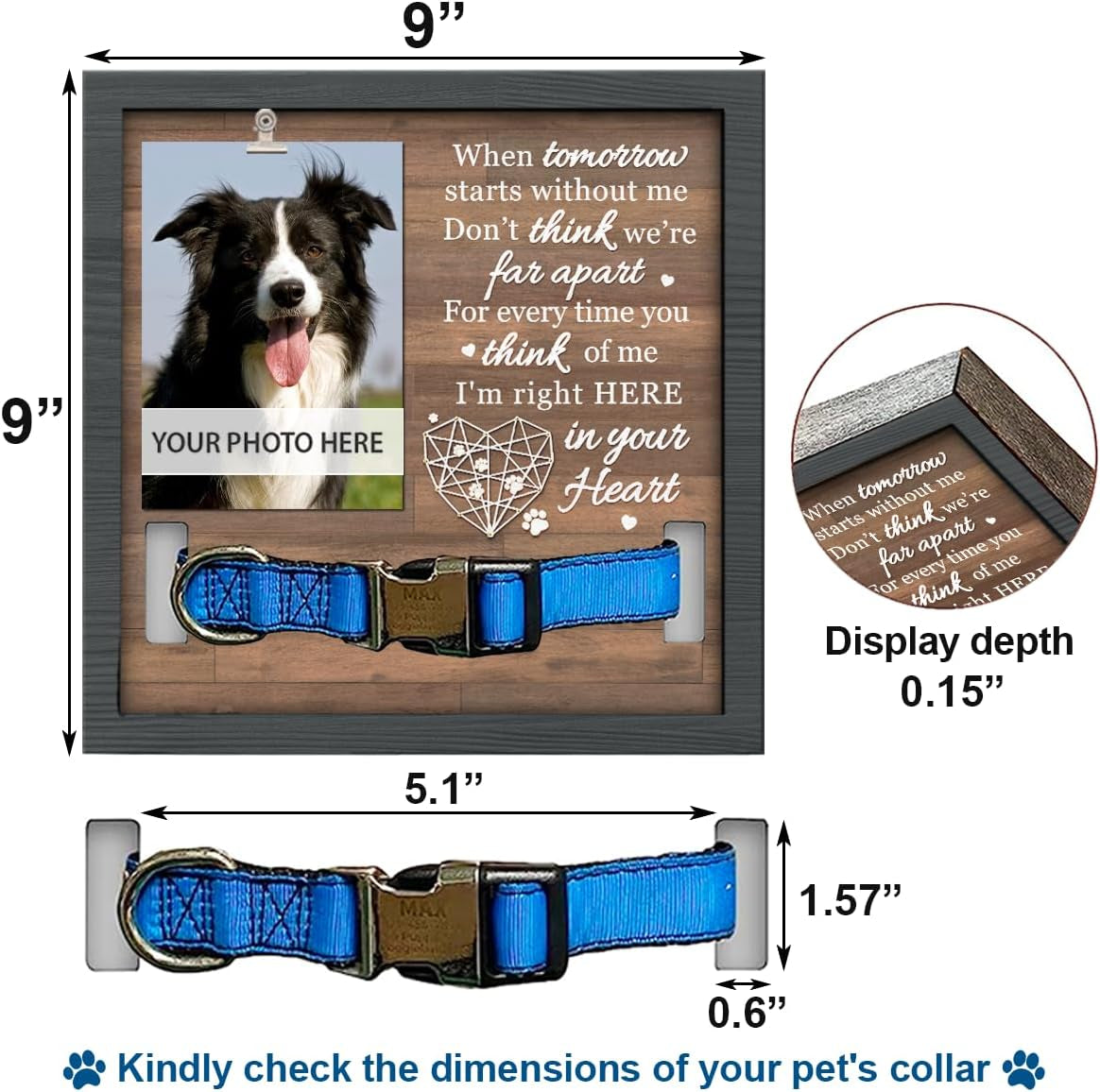 Pawfect House 9X9In Pet Loss Sign, Cat Dog Memorial Gifts for Loss of Dog, Pet Memorial Gifts Dog Memorial Picture Frame Dog Remembrance Gift Bereavement Gifts for Loss of Pet