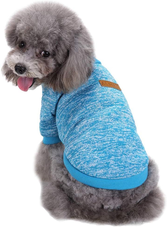 Jecikelon Pet Dog Clothes Dog Sweater Soft Thickening Warm Pup Dogs Shirt Winter Puppy Sweater for Dogs (Light Blue, XS)