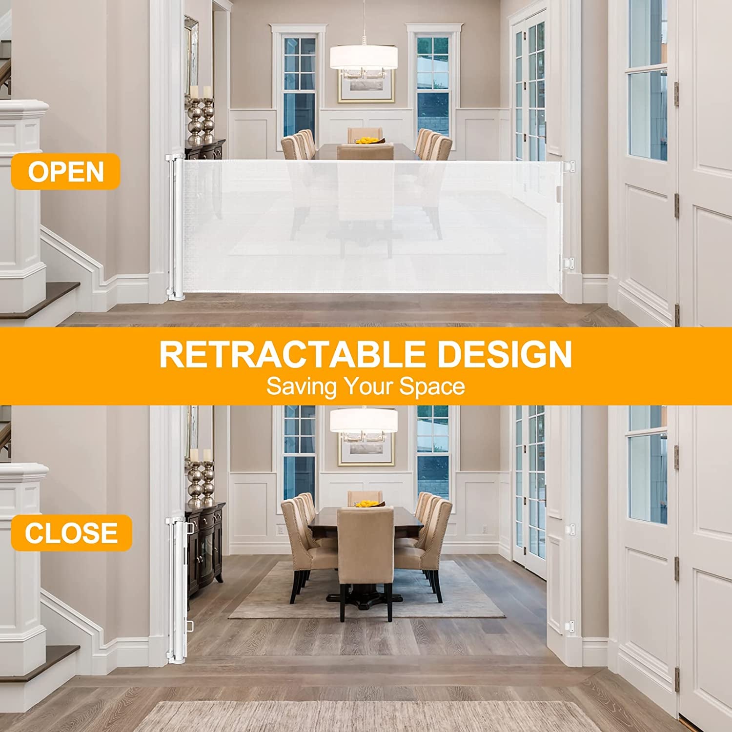 180 Inch Extra Wide Retractable Baby Gates Extra Wide Dog Gates for the House Extra Wide Pet Gates for Dogs Extra Wide Baby Gates Extra Long Baby Gates for Large Openings Extra Large Pet Gate