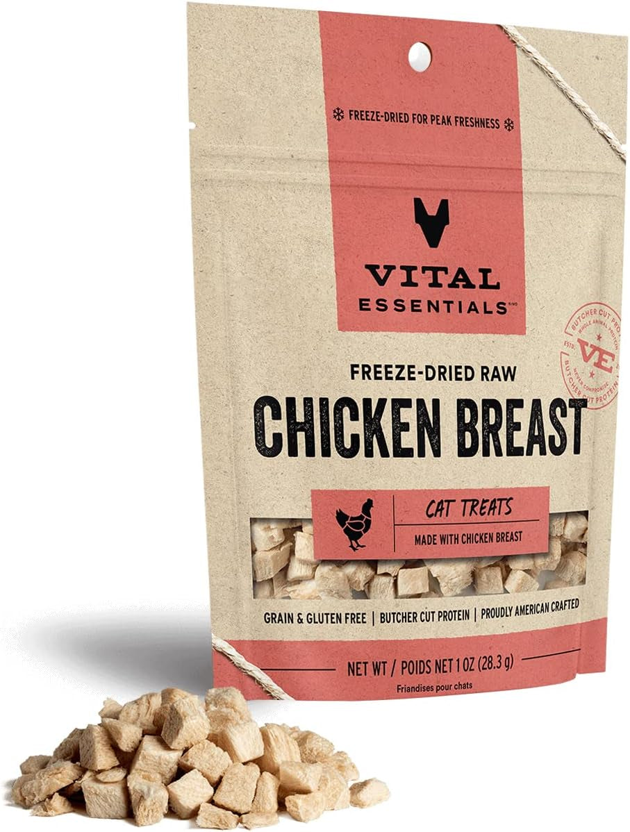 Vital Essentials Freeze Dried Raw Single Ingredient Cat Treats, Chicken Breast, 1 Oz