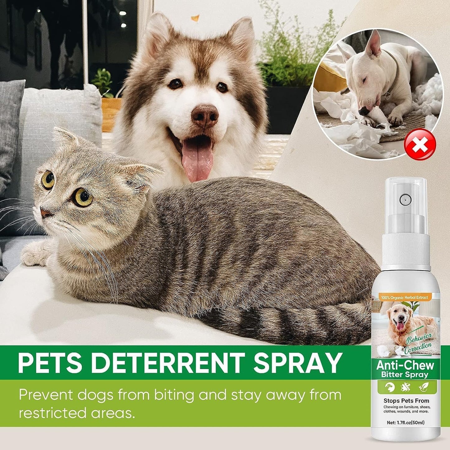 Bitter Spray for Dogs to Stop Chewing, No Chew Spray for Puppies & Dogs, Effective Dogs Behavior Training Aids, Protect Your Furniture and Prevents Dogs from Biting