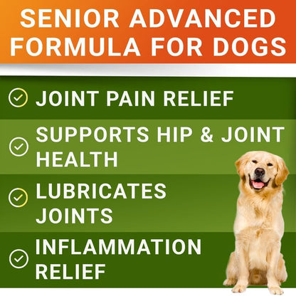 Senior Advanced Glucosamine Chondroitin Joint Supplement for Dogs - Hip & Joint Pain Relief Pills - Large & Small Breed - Hip Joint Chews Canine Joint Health - Chews Older Dogs - Bacon Flavor-120Ct