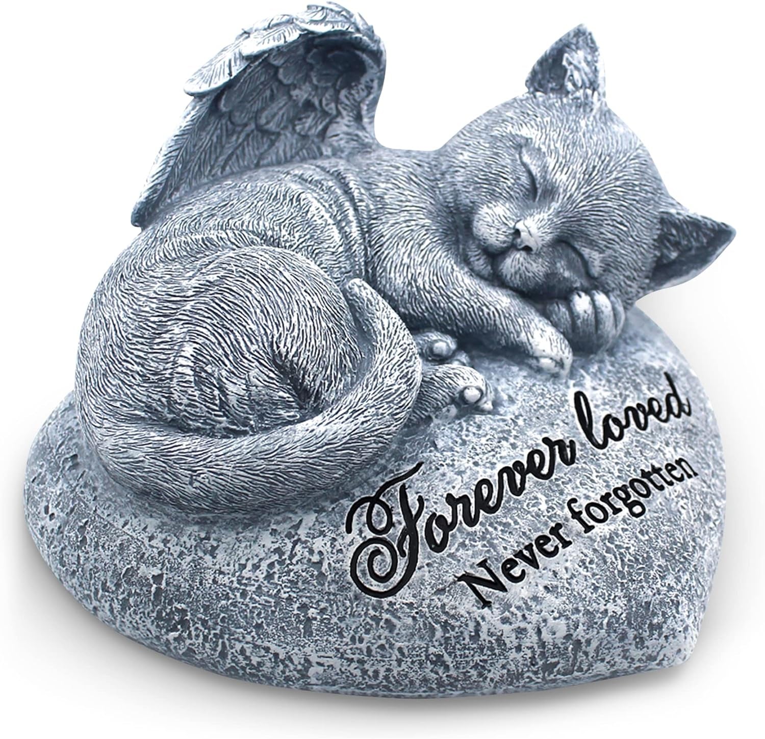 Cat Garden Statue - Pet Memorial Stone - Cat Grave Marker - Beautifully Packaged Memorial Gift, Headstones for Cats or Loss of Cat Sympathy Gift, Sleeping Cat Stepping Stone