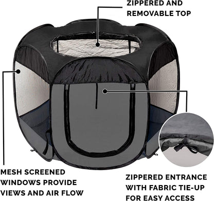 Furhaven Pop up Playpen Pet Tent Playground - Gray, Small