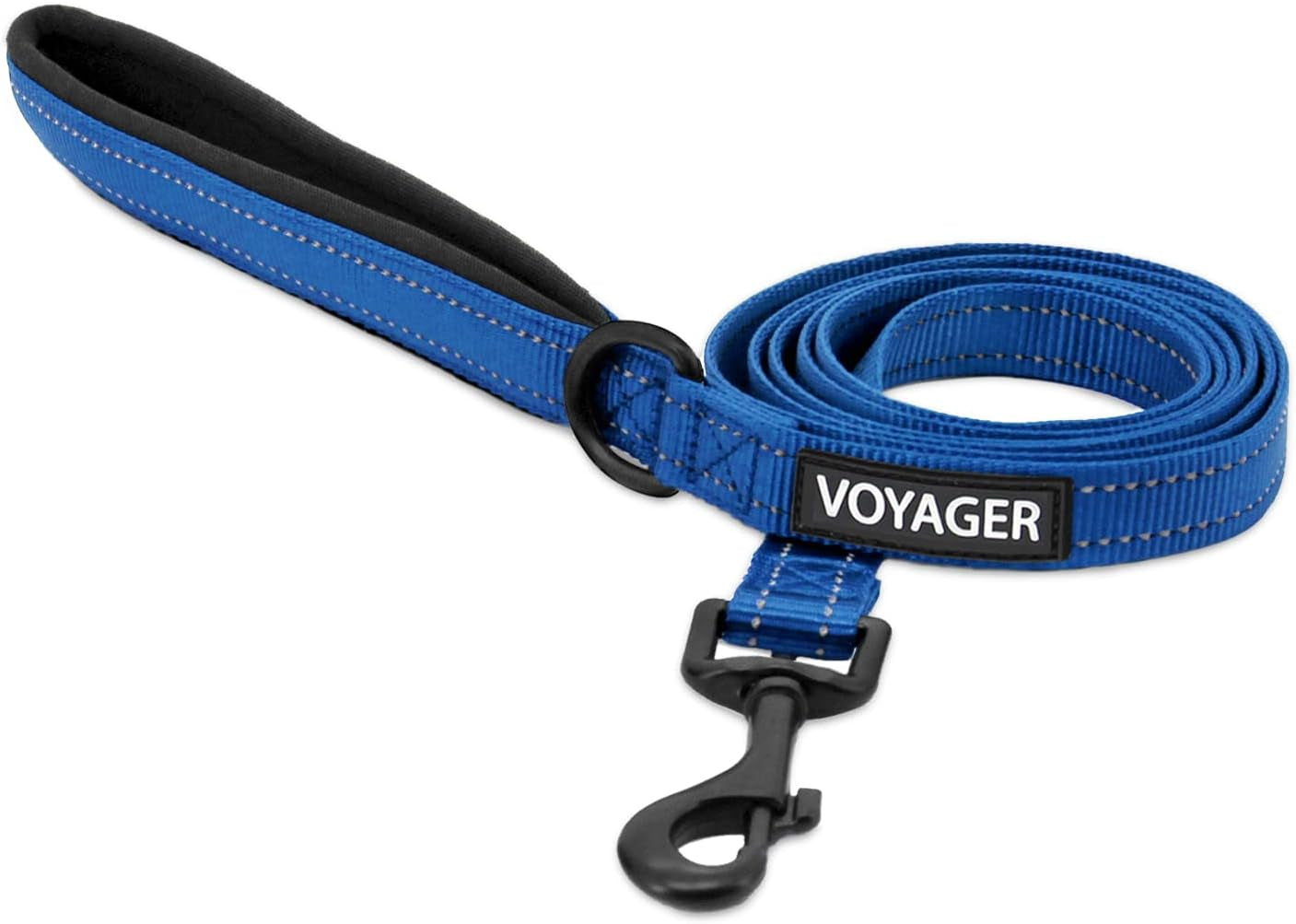 Voyager Reflective Dog Leash with Neoprene Handle, 6Ft Long, Supports Small, Medium, and Large Breed Puppies, Cute and Heavy Duty for Walking, Running, and Training - Royal Blue, L