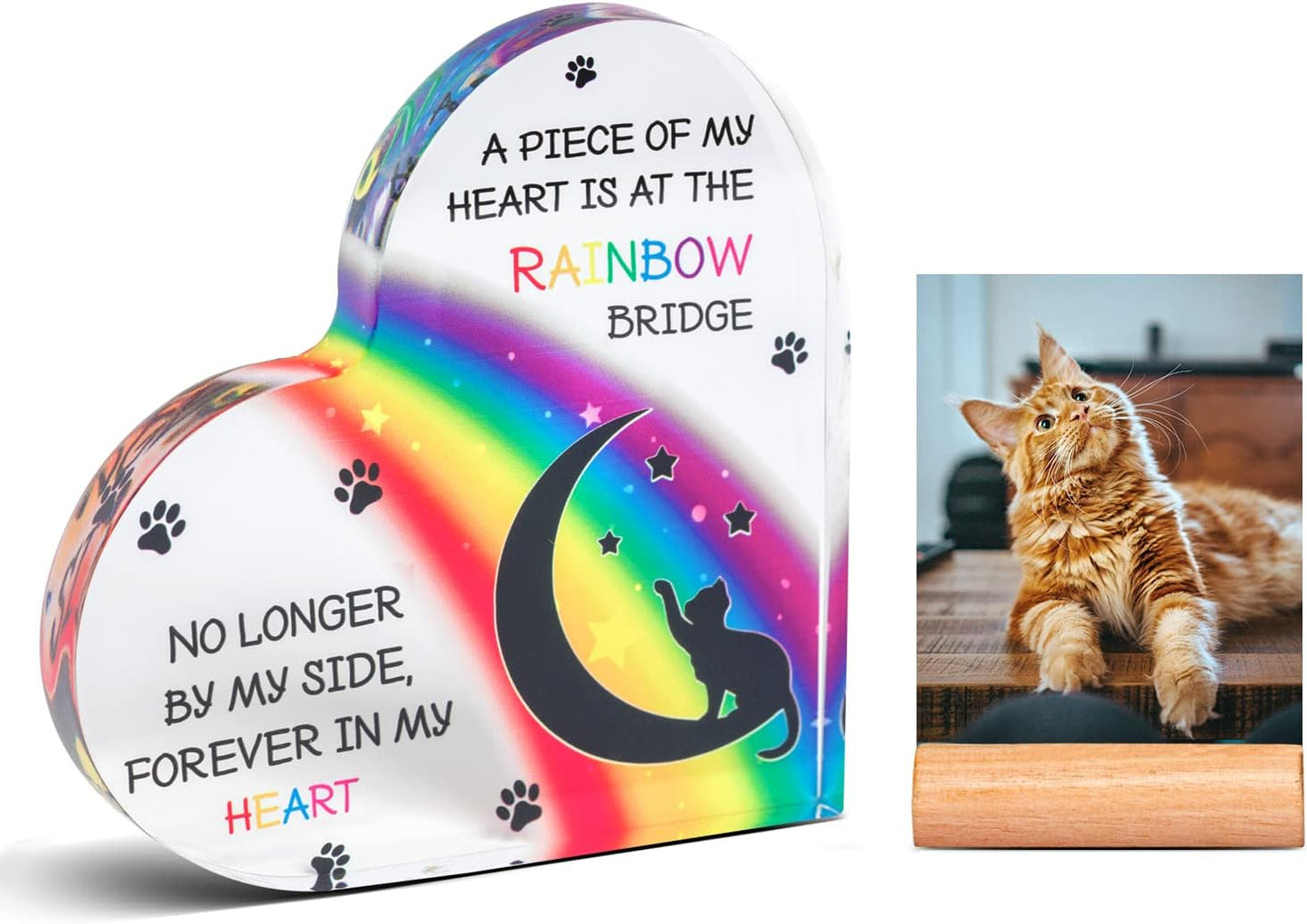 Rainbow Bridge Pet Memorial Gifts - Cat Memorial Gifts - Loss of Cat Sympathy Gift - Pet Loss Gifts - Bereavement Gifts for Loss of Pet - Cat Memorial Stones - Paw Print - Cat Memorials & Funerary