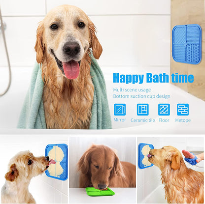 Dog Licking Mat Slow Feeder for Dogs, Premium Lick Pad with Suction Cups for Dog Anxiety Relief, Slow Feeder Dog Bowls, Bathing, Grooming and Training (Teal Mat)