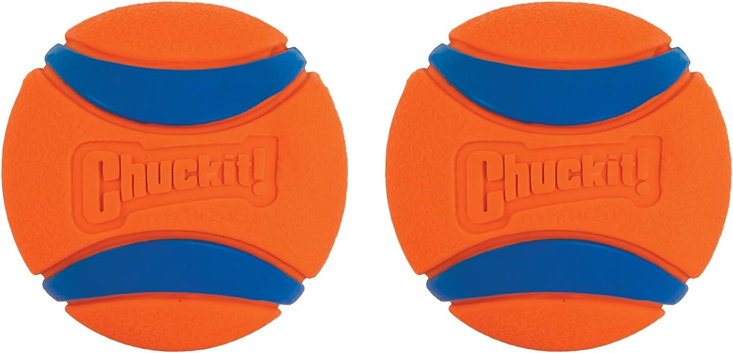 Chuckit Ultra Ball Dog Toy, Medium (2.5" Diameter), Pack of 8 with Chuckit Cleaning Bucket