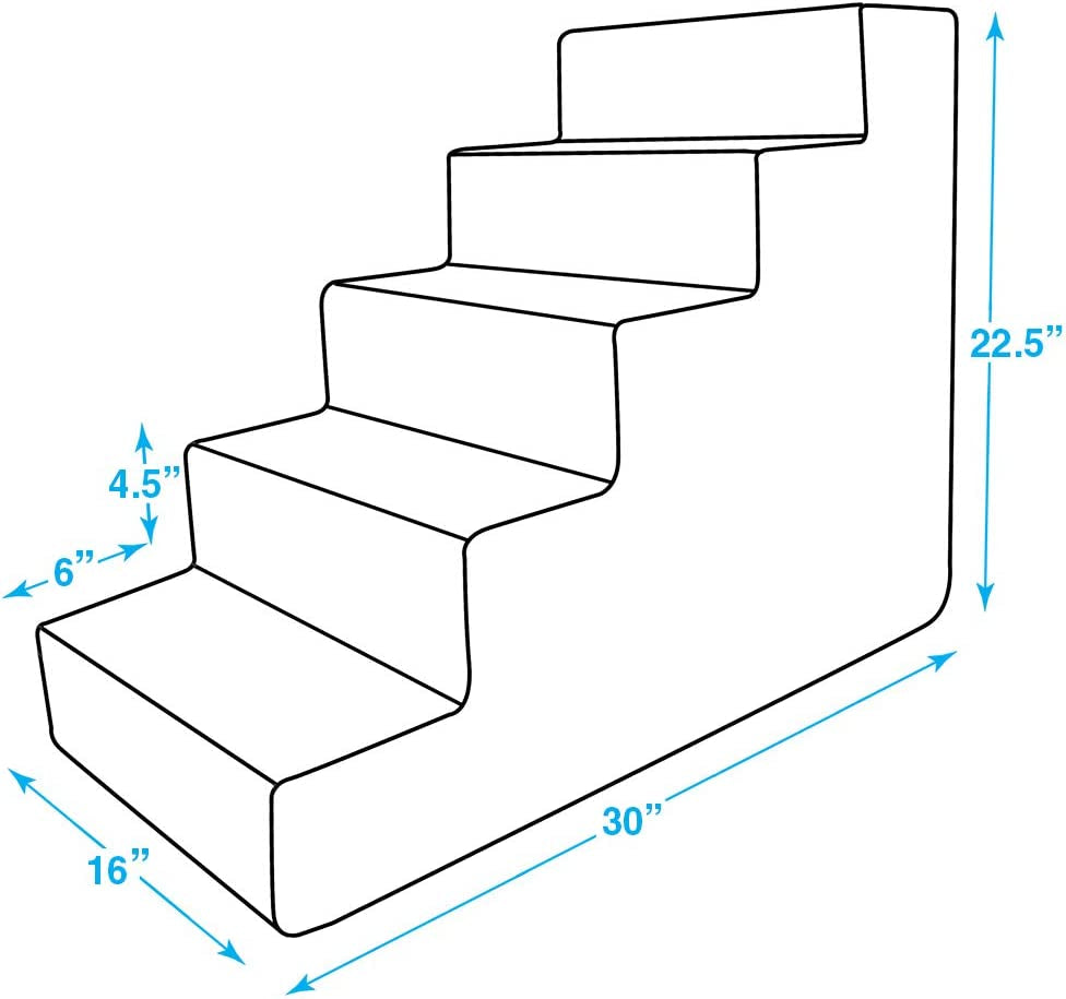 Best Pet Supplies Portable Dog Foam Stairs/Steps for Couch Sofa and High Bed Non-Slip Bottom Paw Safe No Assembly - Gray, 5-Step (H: 22.5")