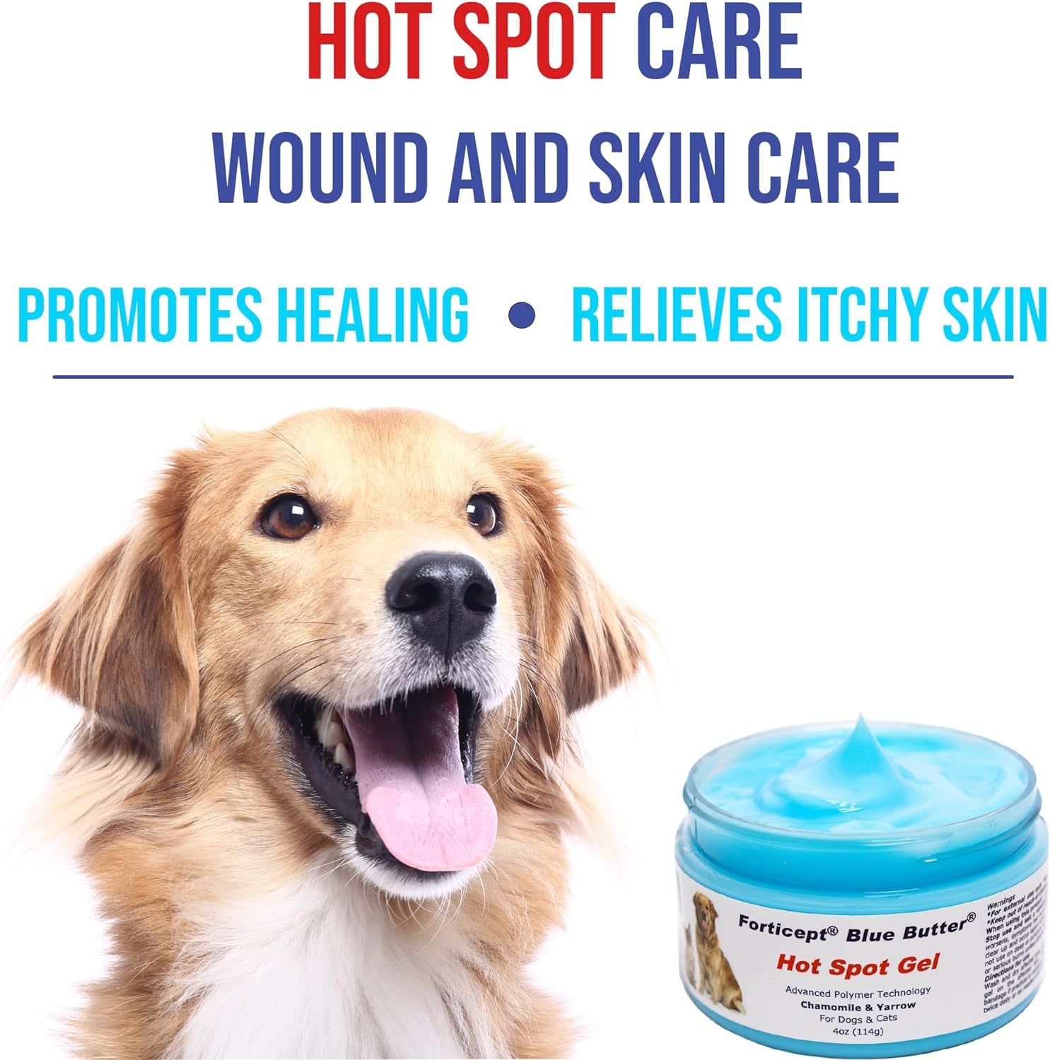 Forticept Blue Butter – Hot Spot Treatment for Dogs & Cats | Dog Wound Care | Skin Yeast Infections, Ringworm, Cuts, Rashes, First Aid Veterinary Strength Topical Ointment 4Oz