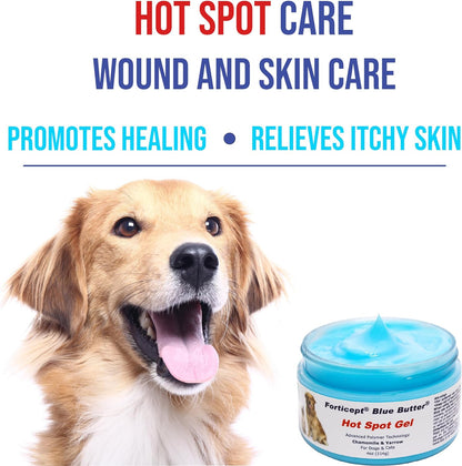 Forticept Blue Butter – Hot Spot Treatment for Dogs & Cats | Dog Wound Care | Skin Yeast Infections, Ringworm, Cuts, Rashes, First Aid Veterinary Strength Topical Ointment 4Oz