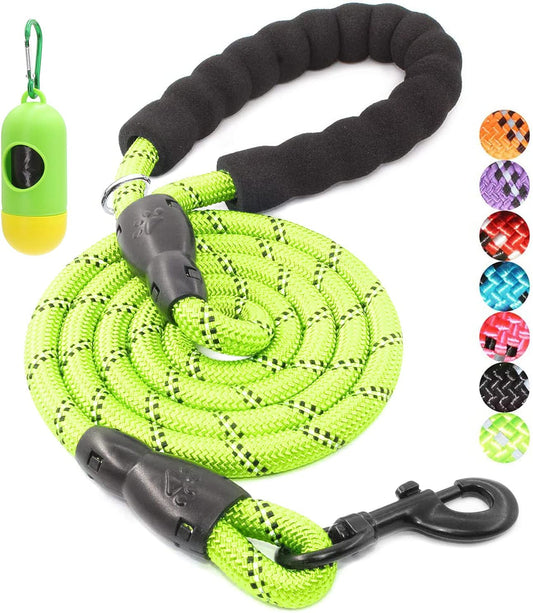 BAAPET 2/4/5/6 FT Dog Leash with Comfortable Padded Handle and Highly Reflective Threads for Small Medium and Large Dogs (4FT-1/2'', Green)