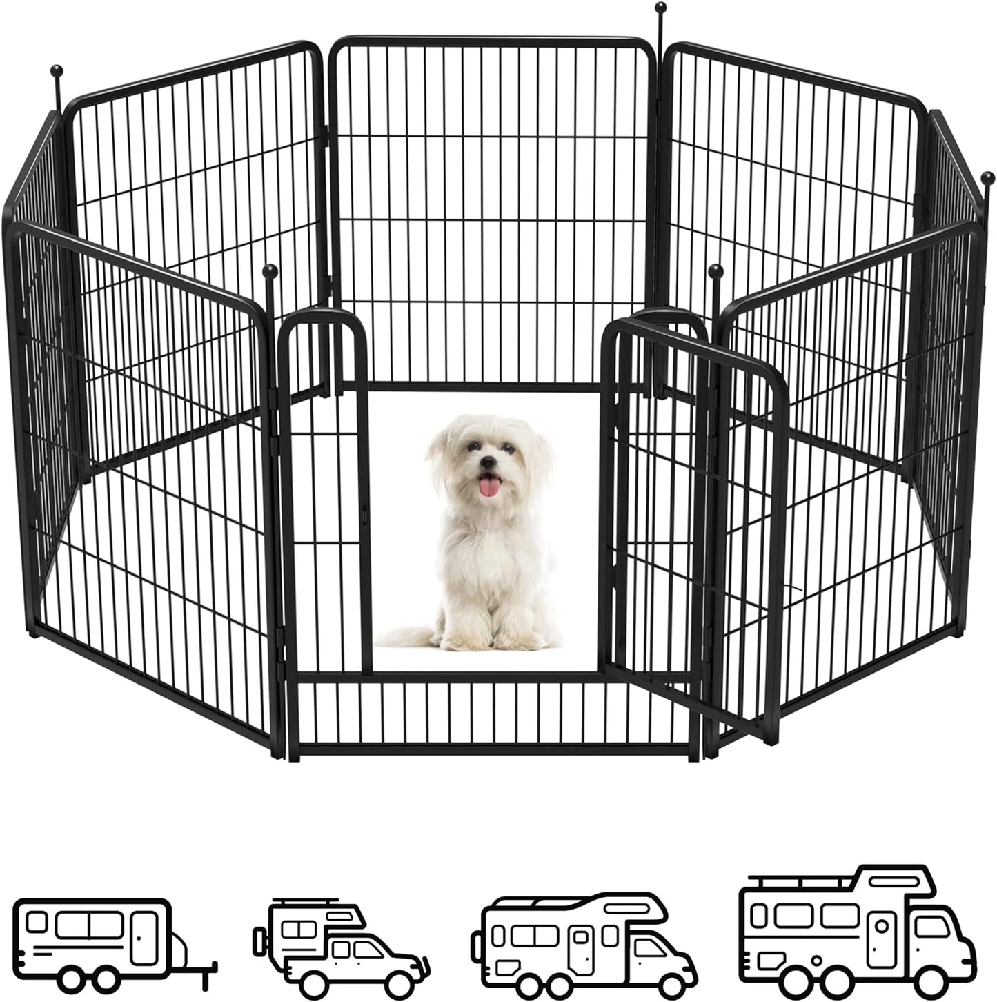 FXW Instant Dog Playpen Designed for RV Trips, 32" Height for Medium Dogs│Patented