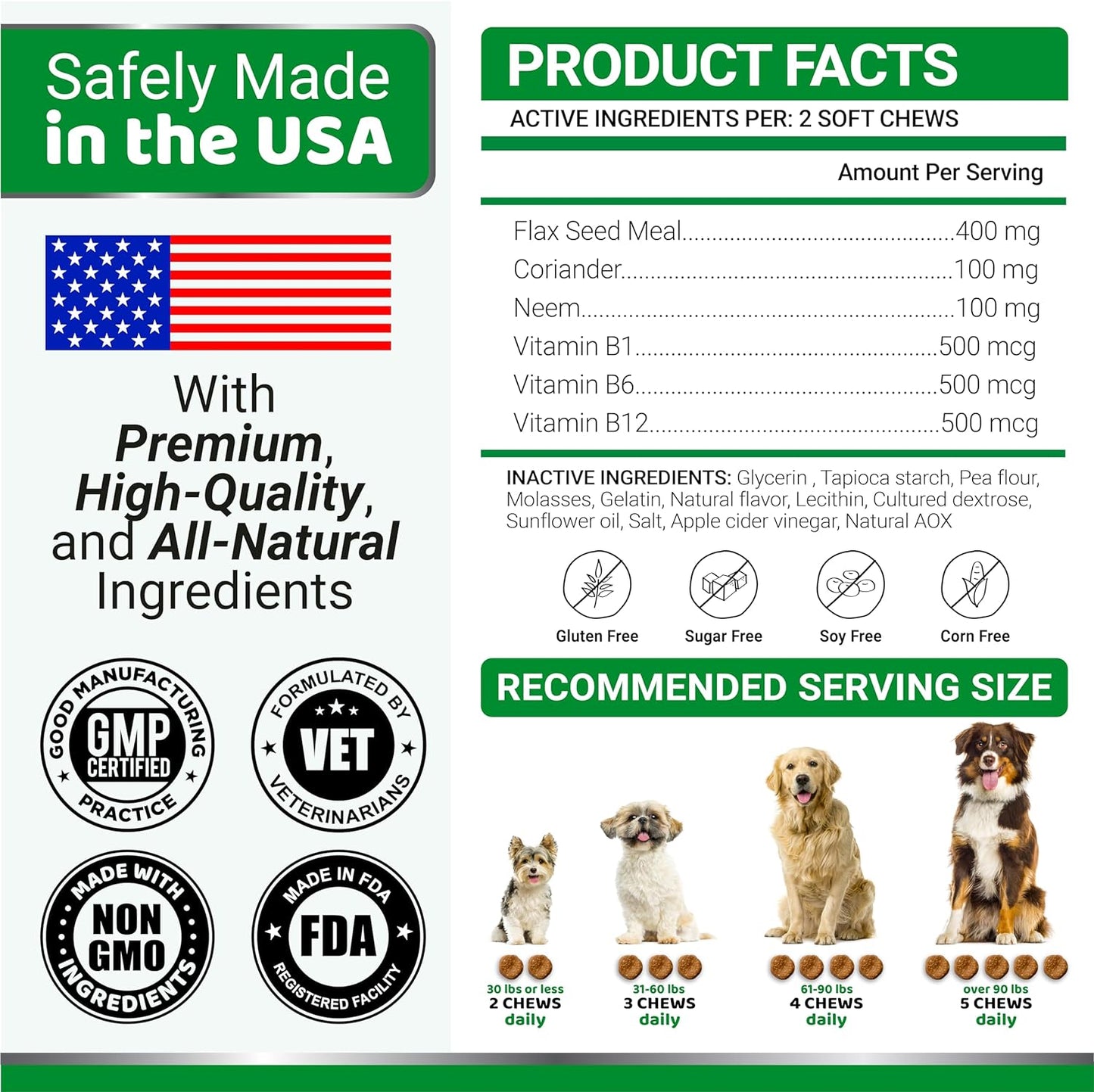 Flea and Tick Prevention for Dogs Chewables - 170 Treats - Natural Dog Flea and Tick Treatment Chewable - Flea and Tick Chews for Dogs - Soft Oral Flea Pills for Dogs - All Breeds & Ages - Made in USA