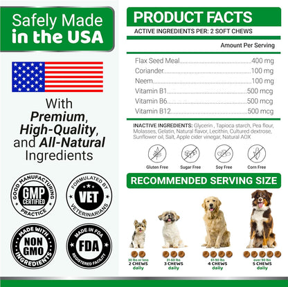 Flea and Tick Prevention for Dogs Chewables - 170 Treats - Natural Dog Flea and Tick Treatment Chewable - Flea and Tick Chews for Dogs - Soft Oral Flea Pills for Dogs - All Breeds & Ages - Made in USA