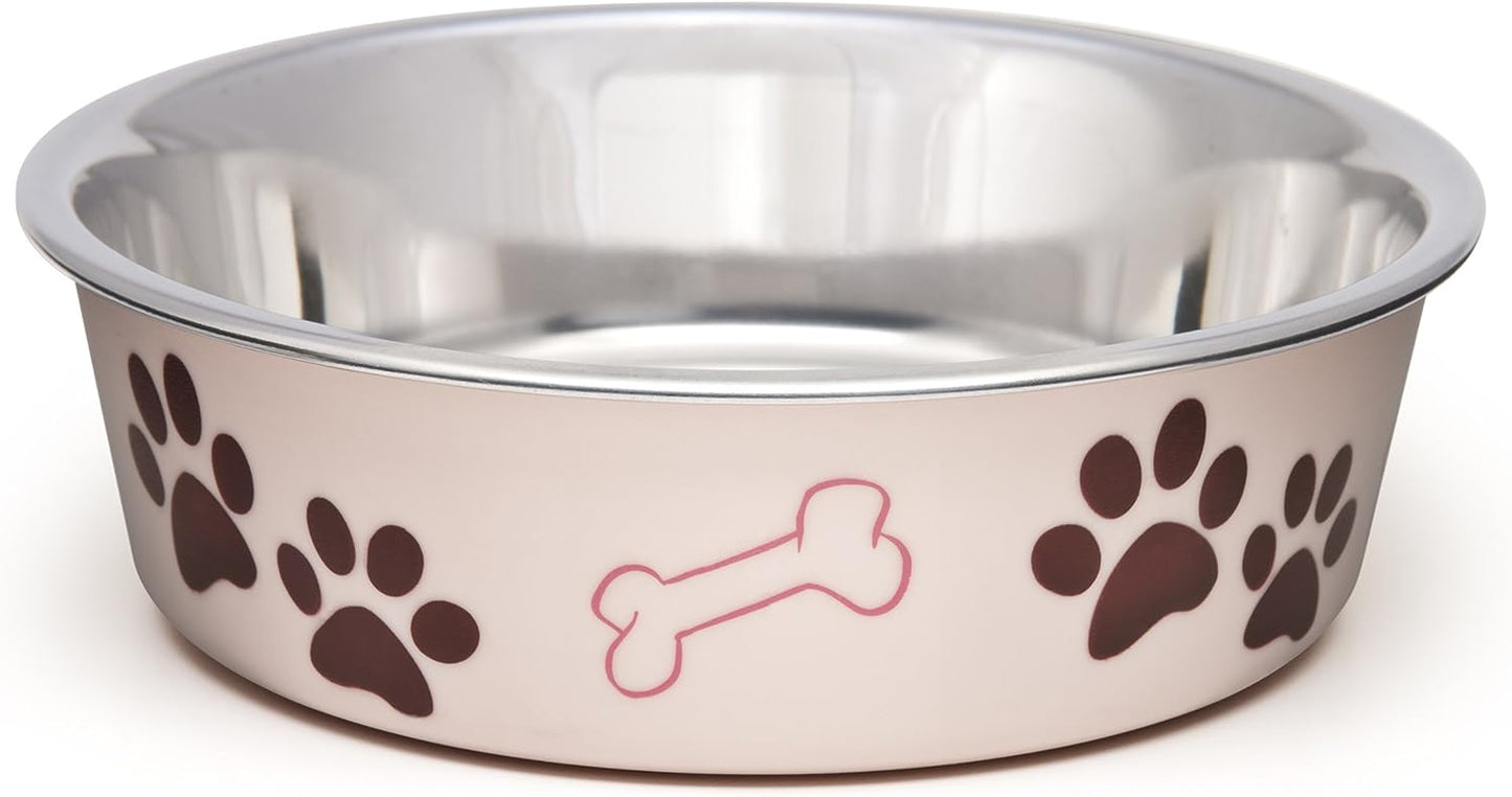 Loving Pets - Bella Bowls - Dog Food Water Bowl No Tip Stainless Steel Pet Bowl No Skid Spill Proof (Large, Paparazzi Pink)