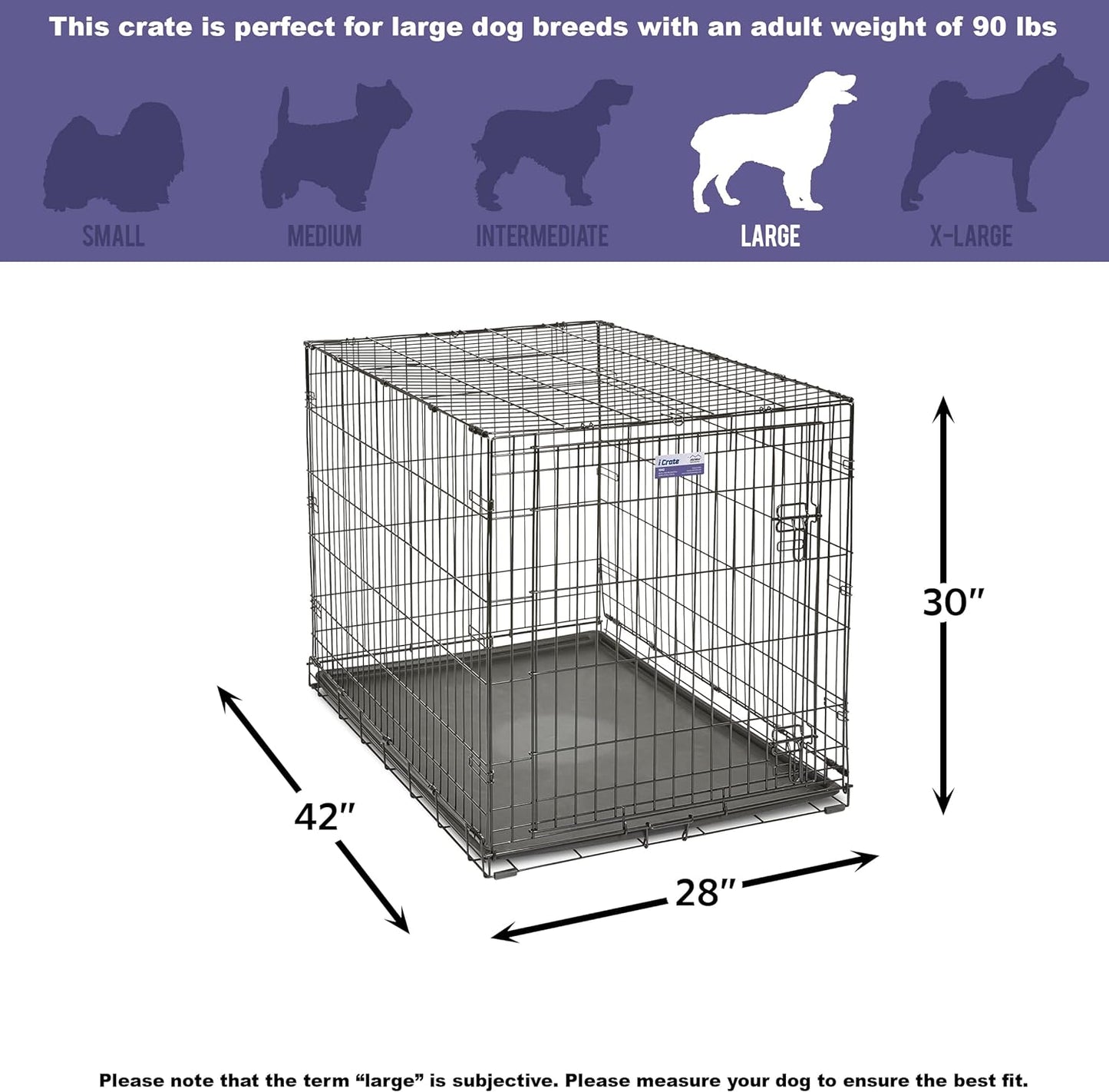 MidWest Homes for Pets Newly Enhanced Single Door iCrate Dog Crate, Includes Leak-Proof Pan, Floor Protecting Feet, Divider Panel & New Patented Features