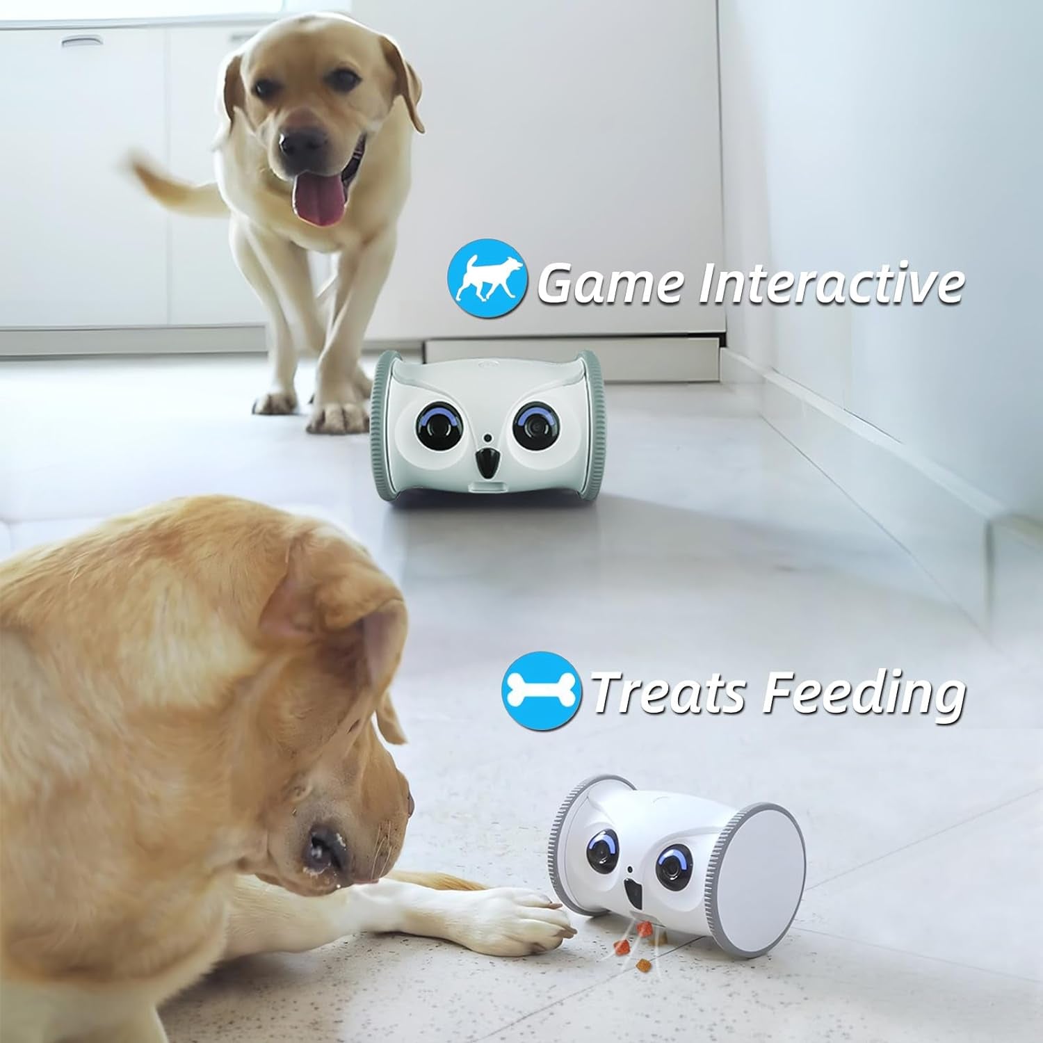 SKYMEE Owl Robot: 1080P Full HD Pet Camera with Treat Dispenser, Interactive Toy for Dogs and Cats, Full House Mobile Monitoring via App,2 Way Talk,No Monthly Fee