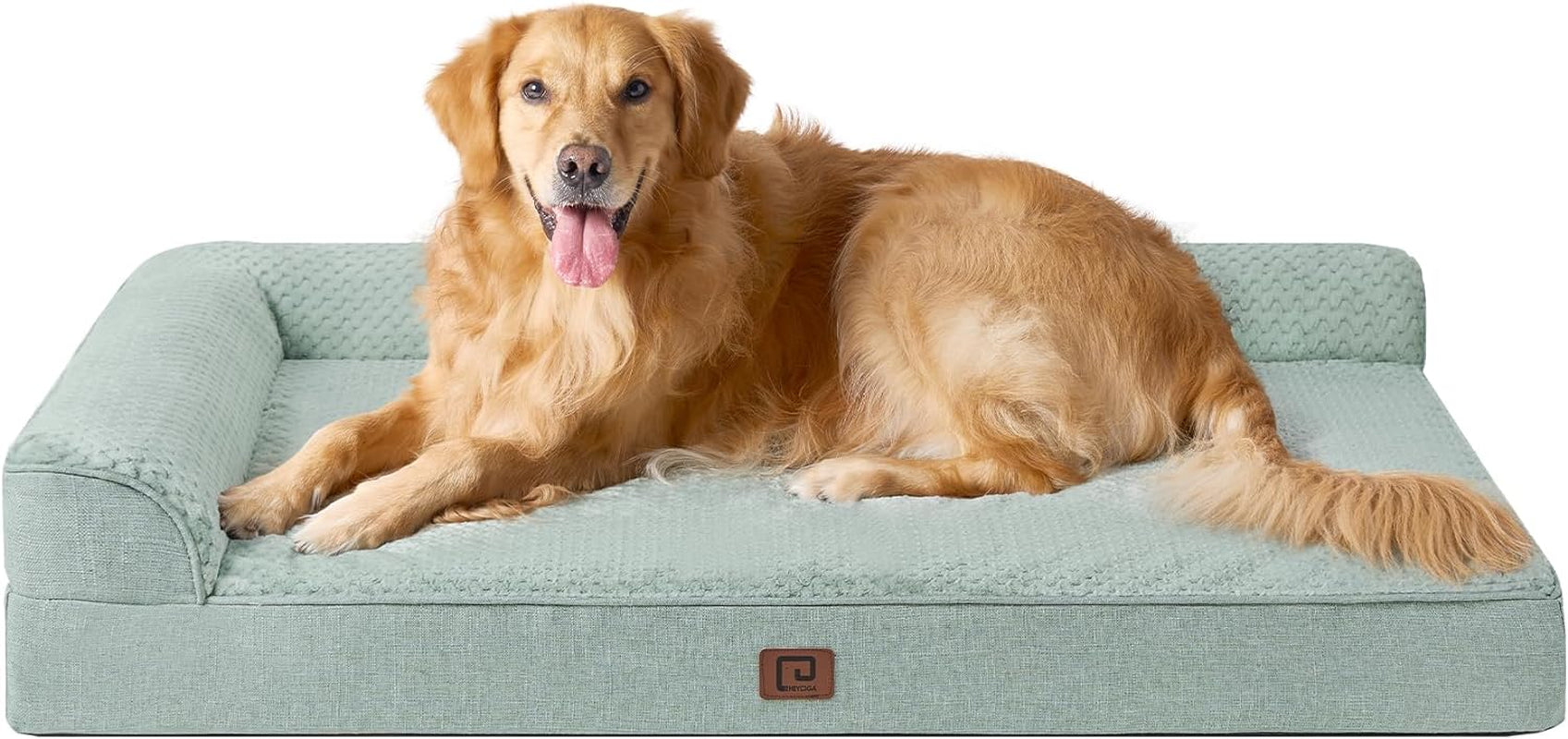 EHEYCIGA Memory Foam Orthopedic XL Dog Bed, Washable Dog Bed with Waterproof Lining Removable Cover, Extra Large Dog Bed Sofa with Nonskid Bottom Xlarge Pet Couch Bed, 44X32 Inches, Greyish Green