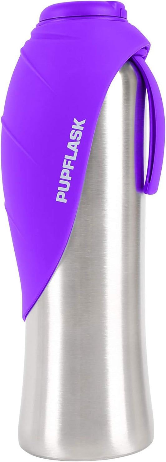 Pupflask Large Dog Water Bottle | 27 or 40 OZ Stainless Steel | Convenient Dog Water Dispenser | Puppy Travel Water Bowl | Portable Pet Water Bottle | Leak Proof Bottle Perfect Size for All Dog Breeds