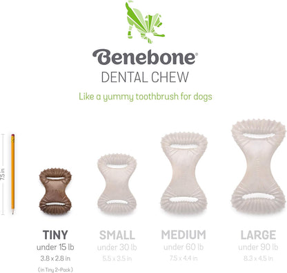 Benebone Puppy 2-Pack Dental Chew/Wishbone Dog Chew Toys, Made in USA, Real Bacon Flavor