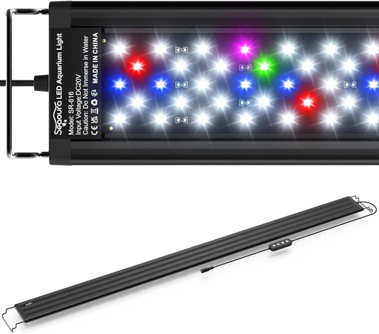 Led Aquarium Light for Plants-Full Spectrum Fish Tank Light with Timer Auto On/Off, 48-54 Inch, Adjustable Brightness, White Blue Red Green Pink LEDs with Extendable Brackets for Freshwater