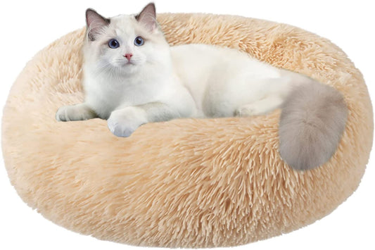 Cat Beds for Indoor Cats,20 Inch Dog Bed for Small Melium Large Dogs, Washable-Round Pet Bed for Puppy and Kitten with Slip-Resistant Bottom