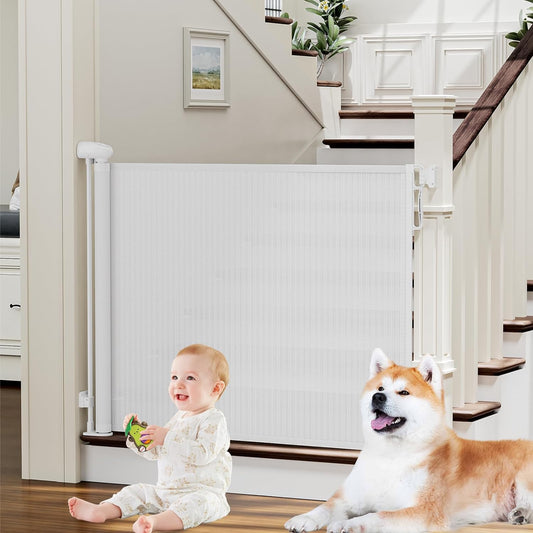 Retractable Baby Gates for Stairs, Probebi Retractable Dog Gate Indoor Extends to 54" Wide 34" Tall, Child Gates for Doorways, Stair Gate Use for Outdoor, Hallways, Doorways, Deck, Porch