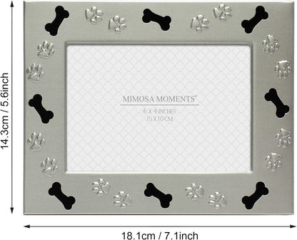 MIMOSA MOMENTS Metal Pet 5X3 Picture Frame Saying I Love My Dog with Paw Print