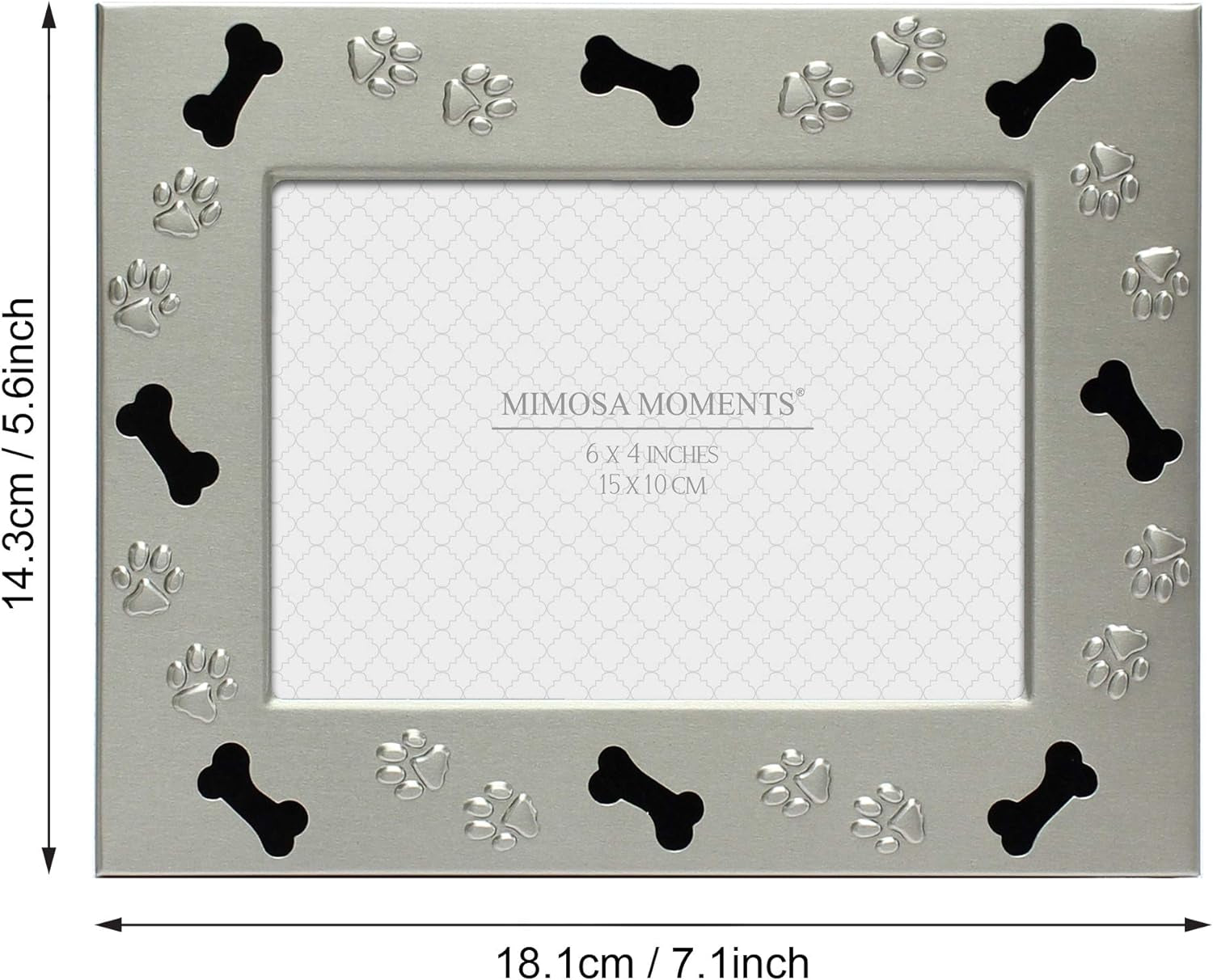 MIMOSA MOMENTS Metal Pet 5X3 Picture Frame Saying I Love My Cat with Paw Print