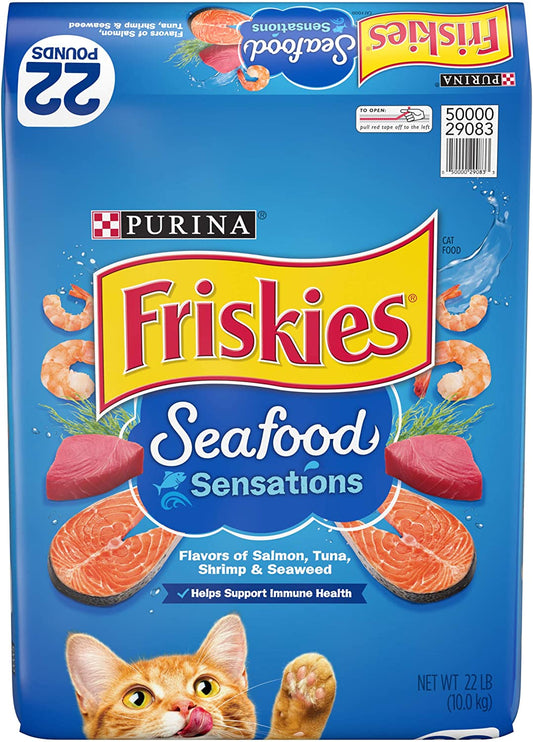 Purina Friskies Dry Cat Food, Seafood Sensations - 22 Lb. Bag