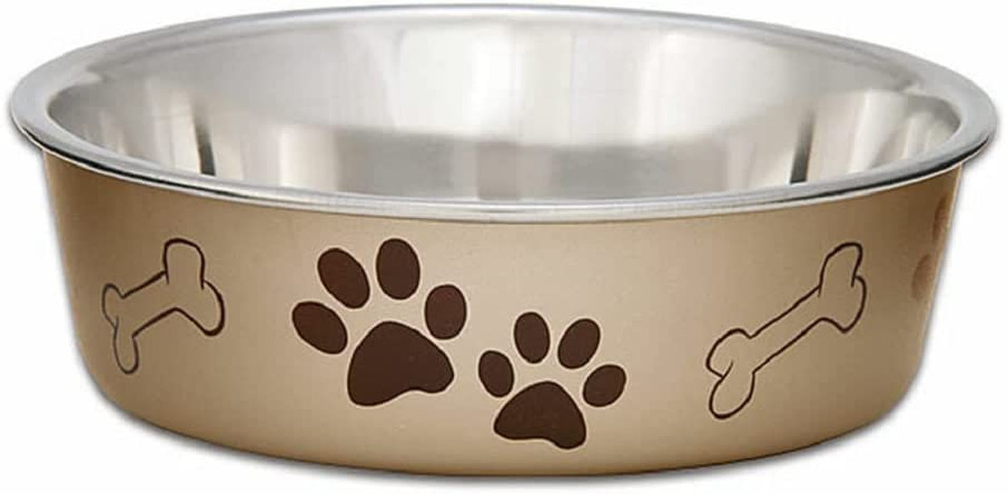 Loving Pets - Bella Bowls - Dog Food Water Bowl No Tip Stainless Steel Pet Bowl No Skid Spill Proof (Medium, Champagne)