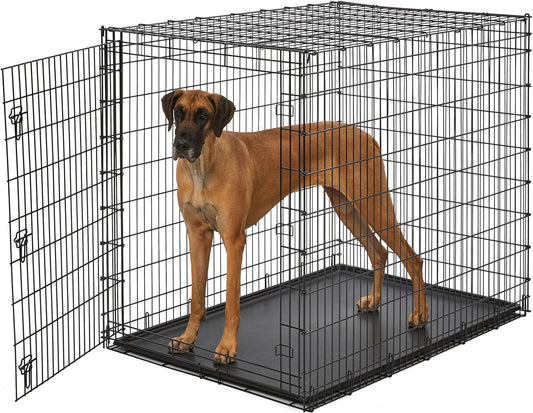 Midwest Homes for Pets Ginormous Single Door 54-Inch Dog Crate for XXL Dogs Breeds; Great Dane, Mastiff, St. Bernard, Drop Pin Assembly Requires Two People; Divider Panel Not Included; Black: SL54