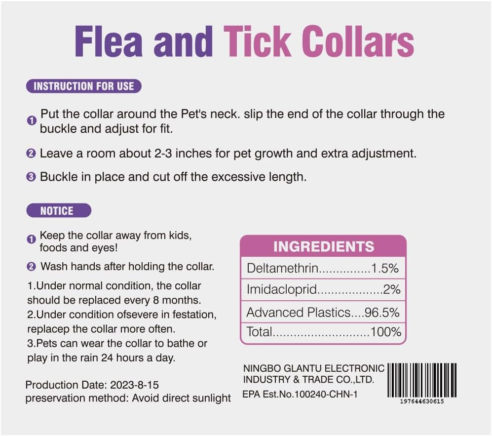 Flea Collar for Dogs 4 Pack Flea and Tick Collar for Dogs 8 Months Long-Term Protection Natural Tick Collar for Dogs Waterproof Adjustable Size Dog Flea Collar Suitable for Small Medium and Large Dog