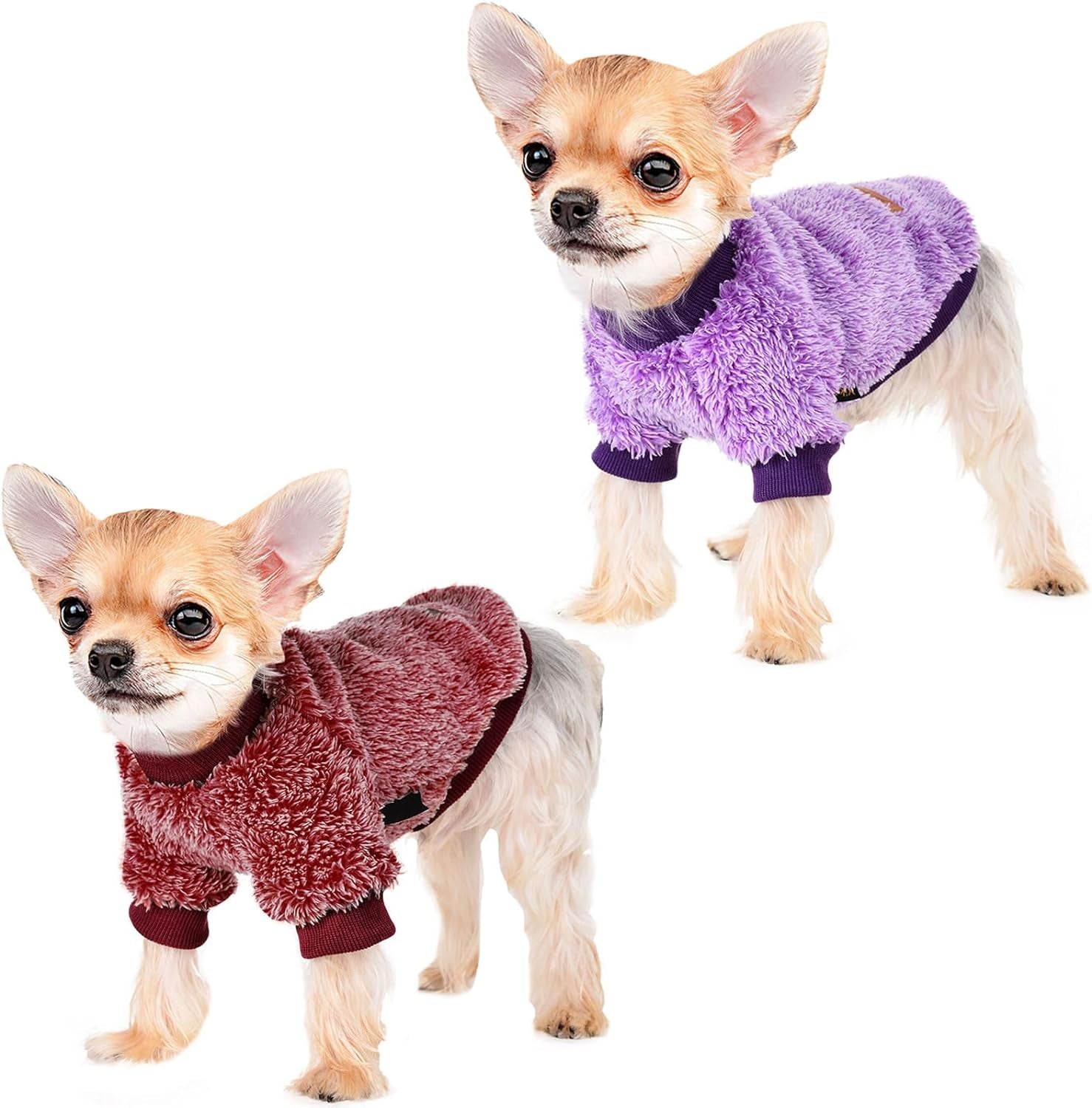 Dog Sweaters for Small Dogs, Chihuahua Fleece Clothes, XS Dog Clothes Winter Warm Puppy Sweaters Boys Girls Tiny Dog Outfits for Teacup Yorkie, Pet Cat Clothing (Medium)