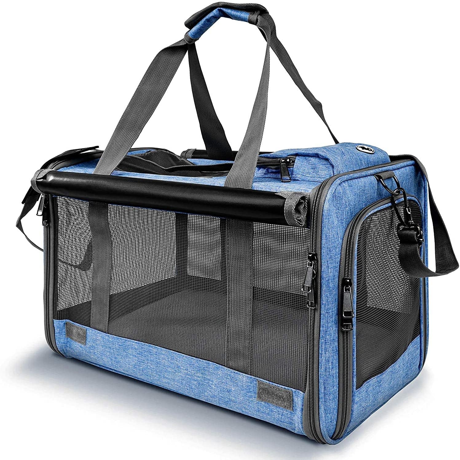 Medium Cat Carrier for Large Cat 15 Lbs+ Soft Pet Carrier Small Puppy/Ventilated 2 Kittens Car Travel Bag Case/Comfy Big Cat 25 Pounds/Soft-Sided Mesh Cat Products Dark Blue