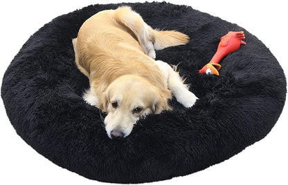 Black Dog Bed for Extra Large Dogs with Washable Removable Cover round Big Pet Bed Orthopedic for Large Breed Dogs 150 Lbs Self Warming