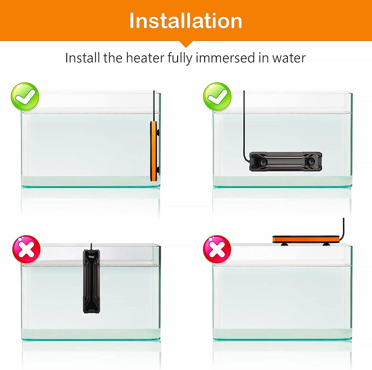 Hygger Aquarium Heater 300W/500W/800W/1000W, Submersible Fish Tank Heater with Digital LED Controller and Intelligent Leaving Water Automatically Stop Heating System, for Freshwater and Saltwater