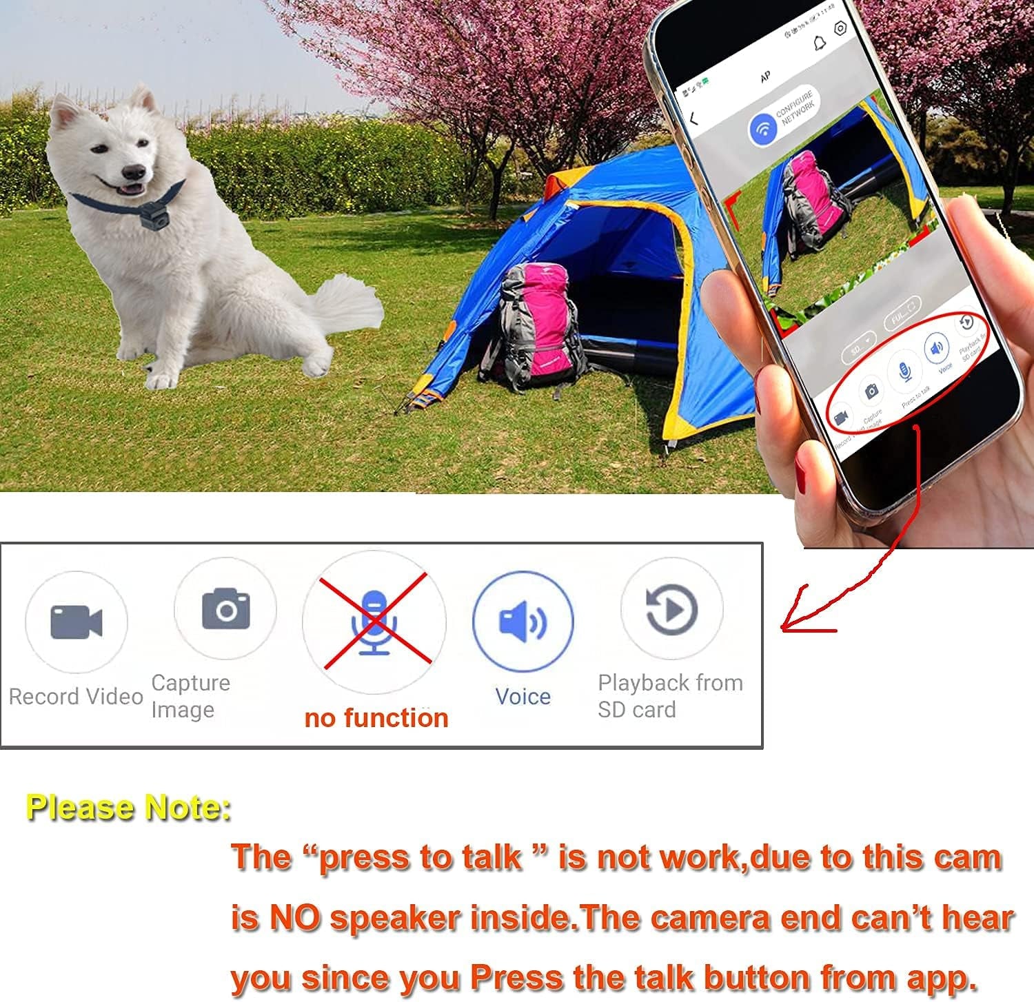 New Wireless Rechargeable Wifi 1MP 720P HD Digital Pet Collar Camera Recorder Tracker for Dog Behavior Observation with Night View Function (Black Cam, with 32GB TF Card)