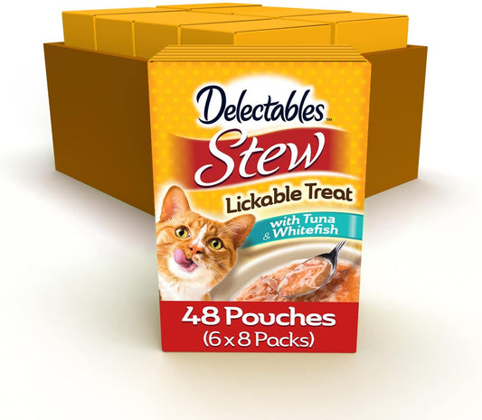 Hartz Delectables Stew Tuna & Whitefish Lickable Wet Cat Treats, 48 Count