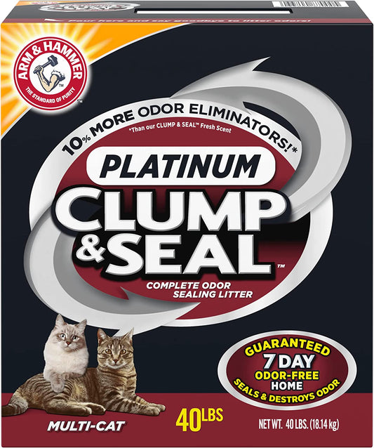 ARM & HAMMER Clump & Seal Platinum Cat Litter, Multi-Cat, 40 Lbs (Pack of 1)