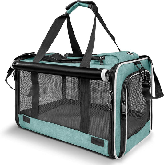 Small Dog Carrier for Puppy Yorkshire Softshell Car Transport Chihuahua Carry Cage 18-Inch Collapsible Doggie Vet Visit Crate Easy Load Roomy Pet Carrier Bag Kennel Dog Essentials Teal