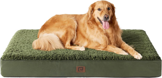 EHEYCIGA Orthopedic XL Dog Beds for Extra Large Dogs with Removable Washable Cover for Crate, Dark Green, 41X27