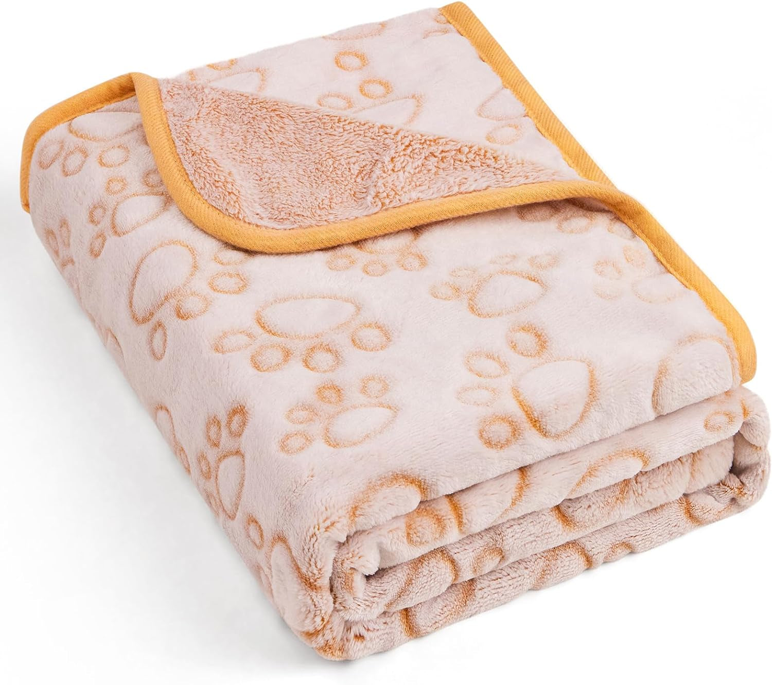 Stuffed Premium Soft Dog Blanket, with Flannel Beige Cute Paw Print, 24 * 32 Inches, Cat Blanket Puppy Supplies Dog Products Stuff Essentials