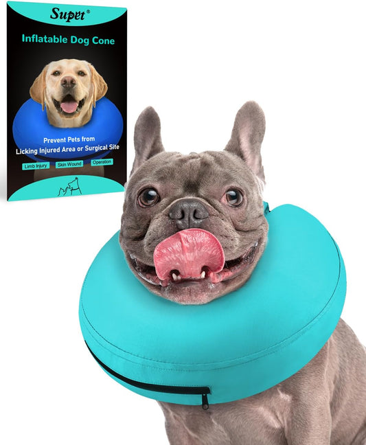 Supet Inflatable Dog Cone Collar Alternative after Surgery, Dog Neck Donut Collar Recovery E Collar to Stop Licking, Soft Dog Cone for Small Medium Large Dogs