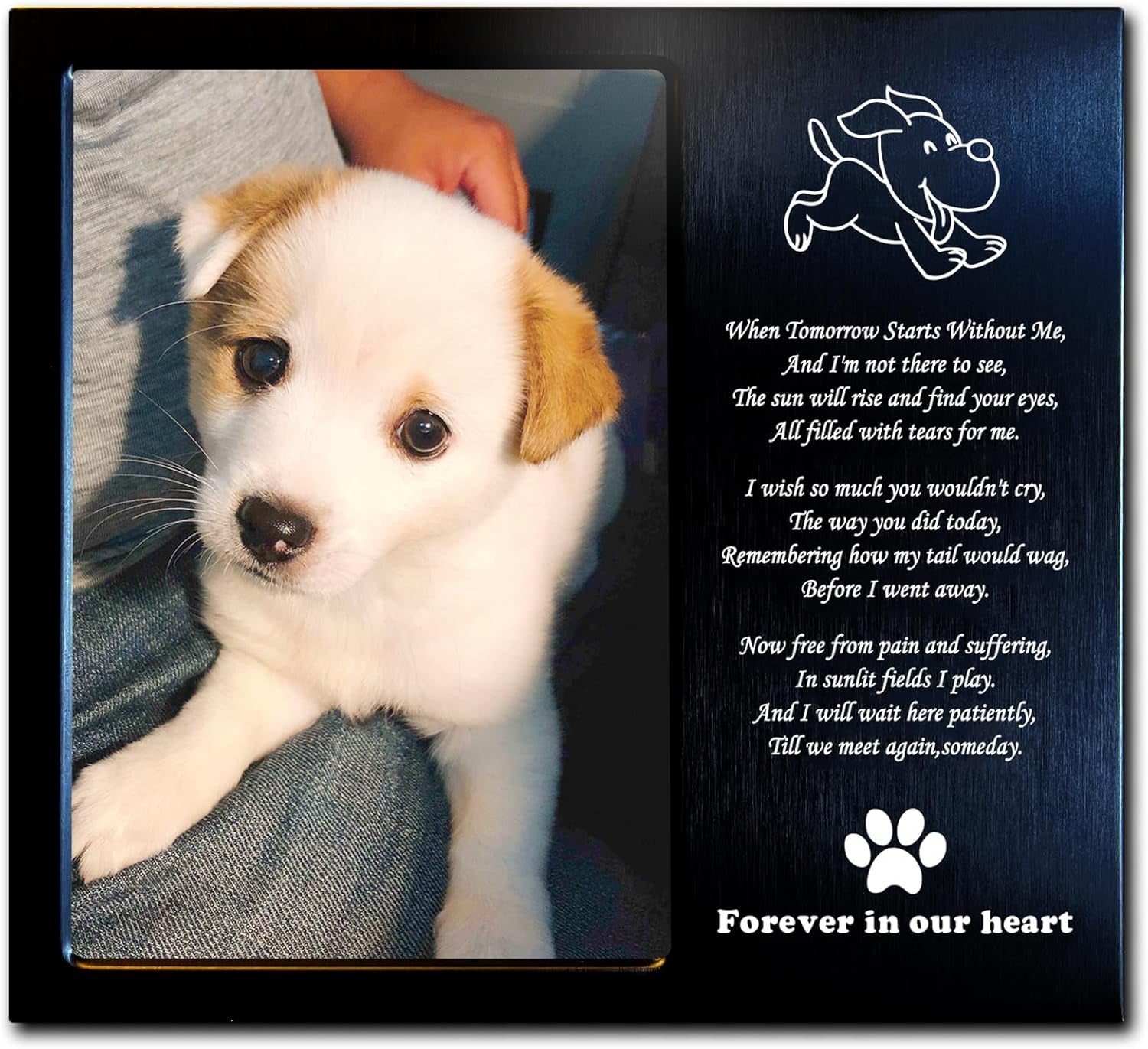 Rainbow Bridge Dog Memorial Gifts for Loss of Dog (Cat) - Pet Memorial Gifts for Dogs - Pet Sympathy Cards - Dog Memorial Picture Frame - 4X6 Inches Personalized Metal Photo Frame (Running Dog)