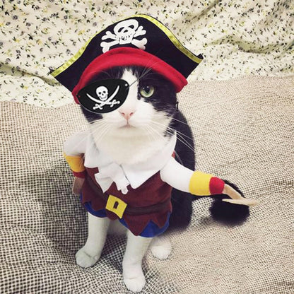 Pet Pirate Costume Cat Pirate Costumes Pet Pirate Hat Pirate Skull Triangle Bandana Halloween for Dogs Cats with Skull Hat Pirates Party Necklace for Pet Captain Headwear for Cat