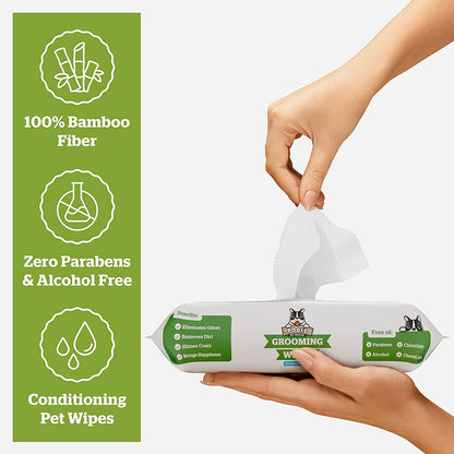 Pogi'S Dog Grooming Wipes - 100 Dog Wipes for Cleaning and Deodorizing - Plant-Based, Hypoallergenic Pet Wipes for Dogs, Puppy Wipes - Quick Bath Dog Wipes for Paws, Butt, & Body - Fragrance Free